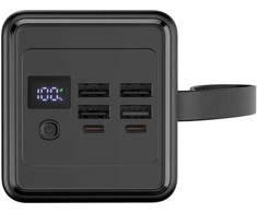 Išorinė baterija POWER BANK Platinet Flashlight 60000mAh (4xUSB; 2xType-C; usb-C cable; 65W) juoda