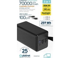 Nešiojamoji baterija Platinet PMPB6020 70000mAh juoda
