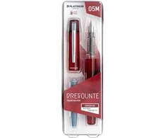 Platinum Pióro wieczne Prefounte Crimson Raudona, M, w plastikowym opakowaniu, na blistrze, bordo spalvos
