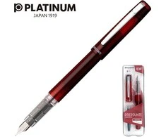 Platinum Amžinasis rašiklis Platinum Prefaunte Crimson Raudona, F, plastiko pakuotės, ant lizdinės plokštelės, Bord