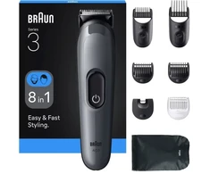 Braun AIO3540, Juoda, Pilka, 0,5 mm, 2,1 cm, Barzda, Ausys, Antakiai, Veidas, Ūsai, Nosis, Baterija, 50 min.