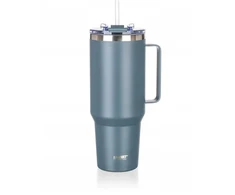 PLIENINIS TERMINIS PUODELIS 1200 ml SU RANKENA IR ŠIAUDELIU BANQUET TWAIN Pilkas