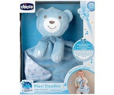 Pliušinis meškiukas su antklode 47x40 MAXI DOUDOU mėlynas Chicco