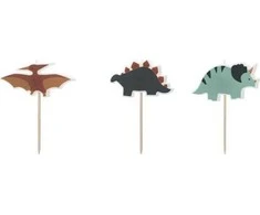 PartyDeco Gimtadienio žvakutės "Dinozaurai" spalvotos 3 vnt 3cm
