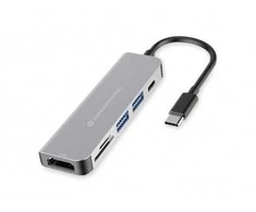 PNY CONCEPTRONIC ausinės USB-C->HDMI, 2xUSB-A, SD/TF, 100WPD, + 15cm g