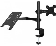 Techly 365597 Laikiklis stalas monitoriui 13-32" 8kg ir nešiojamam kompiuteriui 12-17" 8kg, reguliuojamas