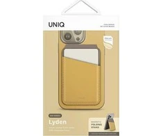 Dėklas UNIQ Lyden DS magnetinė piniginė RFID ir stovelis telefonui geltonos ir juodos spalvos