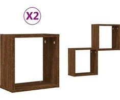Wall Cube Lentynos 2 vnt Rudas ąžuolas 30x15x30 cm