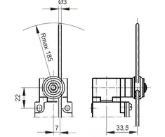 Pokój Galinis jungiklis metalinis 1R 1Z suvirintas nerūdijančio plieno strypas Ø3 PBM1E71PZ11 A37-3580
