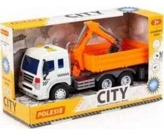 Polesie Polesie 96005 "City", bortinis sunkvežimis su inerciniu ekskavatoriumi, su šviesa ir garsu, oranžinė dėžutėje