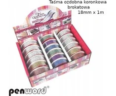 Polsirhurt Dekoratyvinė nėrinių juostelė su blizgučiais 18mmx1m (18vnt.)