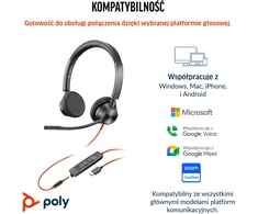 Poly Ausinės HP Blackwire 3325 Stereo Microsoft Teams Certified USB-C Ausinės +3.5mm Plug +USB-C/A Adapteris