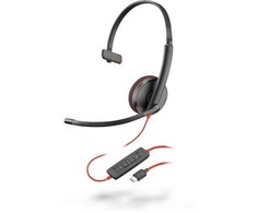 Plantronics POLY Blackwire C3210, Laidinis, Skambučiai / Muzika, 87 g, Ausinės, Juoda, Raudona