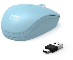 Pelė „Port Designs PORT CONNECT“ laidas COLLECTION, USB-A ir USB-C adapteris, 2.4Ghz, 1600DPI, Azur