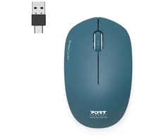 Port Designs „PORT CONNECT“ belaidė kolekcijos pelė, USB-A ir USB-C adapteriai, 2,4 GHz, 1600 DPI, „Saphir“