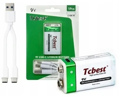Port Įkraunamas ličio jonų akumuliatorius 9v R9 1000mah įkrovimo prievadas USB-C tipo C Tcbest / USB-C 9v