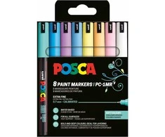 Posca - Švelnios spalvos, itin plonais galiukais rašikliai, 8 vnt. (401673)