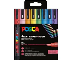 Posca - Fine Tip Pen - Sparkling Colors, 8 pc (401661)
