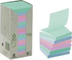 Post-It 3M Organic Post-it ® Z- Užrašai, gamta, pastelė- 76x76mm, 16x100 kortų.