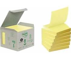 Post-It 3M Organiniai klijai Post- it _ Z- Pastabos su PEFC sertifikatu perdirbti, geltona, 76x76mm, 6 blokai 100 baudos