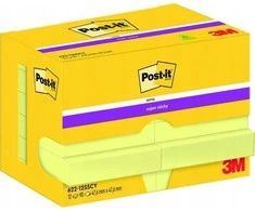 Lipnūs lapeliai 3M Post-it® Super Sticky 47,6mmx47,6mm, 12 vnt. po 90 lapelių, geltonos spalvos