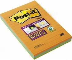 Post It 3M Lipnūs lapeliai 3M Post-it® Super Sticky Large 101mmx152mm 3 vnt. po 45 lapelius linijomis