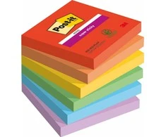Lipnūs lapeliai 3M Post-it® Super Sticky Playful 76mmx76mm, 6vnt. po 90 lapelių