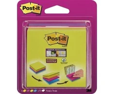 Post-It 3M Daugiasluoksnis lipnus kulkšnis POST-IT _ Super lipnus (2014- SC- BYFG), 76x76mm, 4x75 kortelės., spalvų derinys