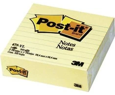 Post-it Blokas 675-YL 100x100mm linijomis, geltona (3M0257)