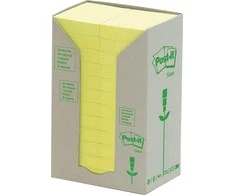 3M Post-it Organiniai lipdukai POST-IT (653-1T), 38x51mm, 24x100 kortelės, geltona