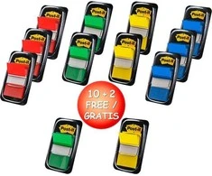 3M Post-it POS-IT kortelių (680 -P10 + 2), PP, 25.4x43.2mm, spalvų derinys, 10 + 2 NEMOKAMAI skatinimo rinkinys