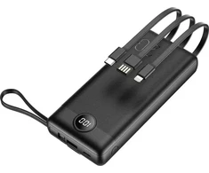 Veger „Weger C20“ (W2047 / W2059) 20000 mAh talpos nešiojamoji baterija su integruotu „Micro-USB“ laidu / C tipo / „Lightning“ juodas