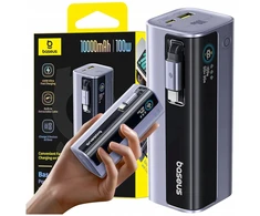 LiPo išorinis akumuliatorius (Powerbank) 10000mAh 100W, su įmontuotu USB-C kabeliu, USB-A, USB-C pilkas EnerGeek GR11 BASEUS
