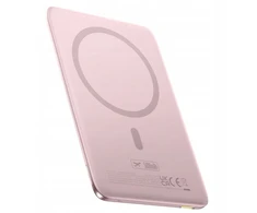 Baseus PicoGo AM41 5000mAh 20W itin plonas „MagSafe“ išorinis akumuliatorius, suderinamas su Baseus paprastu USB-C 60W 30cm laidu - Rožinė