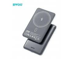 BWOO PD 20W 10000 mAh išorinė baterija su USB-C laidu ir ekranu P80, juoda