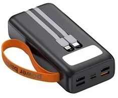 Išorinė baterija POWER BANK DENMEN 30000mAh (4xUSB; 1xUSB-C) juoda