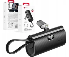 „Forcell F-Energy“ išorinė baterija „F5K3 PD 20W 5000 mAh“ su integruota „Lightning“ jungtimi, juoda