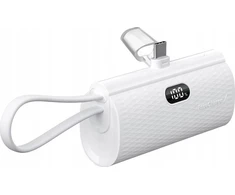 „Forcell F-Energy“ išorinė baterija „F5K3 PD 20W 5000 mAh“ su integruota USB C jungtimi, baltas