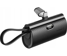 „Forcell F-Energy“ išorinė baterija „F5K3 PD 20W 5000 mAh“ su integruota USB C jungtimi, juoda