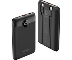 Powerbank Veger C11 (W1170) PD QC3.0 2A 22,5W 10000 mAh with built-in cables USB C / Lightning juodas