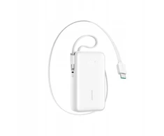 Joyroom JR-PR2 35W 10000mAh išorinė baterija su ištraukiamu USB-C laidu ir integruotu „Lightning“ laidu - Baltas