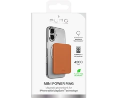 Puro 4200mAh itin plonas „MagSafe“ USB-C suderinamas išorinis akumuliatorius - oranžinis