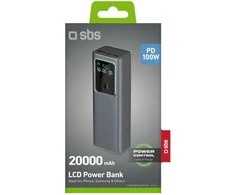 Išorinė baterija SBS, 20,000 mAh, LCD, PD 100 W, greitasis įkrovimas