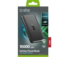SBS Infinity išorinė baterija 10000mAh 10W LiFePo₄ USB-A USB-C - Juodas