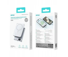 Powerbank Wekome BWOO power bank magnetyczny P76 PD 20W 10000 mAh ultra cienki w aluminiowej obudowie su wyświetlaczem i portem USB-C sidabrinė