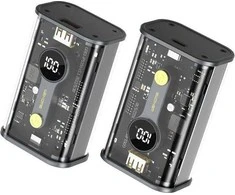 WEKOME WP-333 Vanguard serija – maitinimo blokas 10000 mAh Super Charging PD 20W + QC 22.5W (juodas / skaidrus)