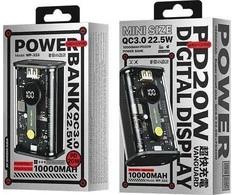 WEKOME WP-333 Vanguard serija – maitinimo blokas 10000 mAh Super Charging PD 20W + QC 22.5W (juodas / skaidrus)