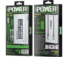 „WEKOME WP-339 Container“ serija – 10000 mAh išorinė baterija su itin greitu įkrovimu ir integruotu USB-C bei „Lightning PD 20W“ laidu + QC 22,5 W (Sidabrinis)
