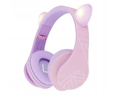 Ausinės vaikams su katės ausytėmis PowerLocus BT P2 Kids Cat Ears, violetinės spalvos