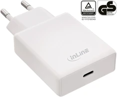 „PowerNeed InLine®“ įkroviklis USB maitinimo šaltinis įkroviklis, vienas USB-C, PD, AVS, 65 W, baltas